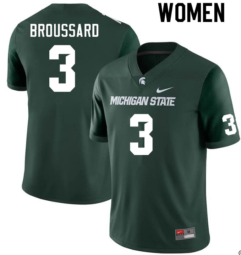 Women #3 Jarek Broussard Michigan State Spartans College Football Jerseys Sale-Green